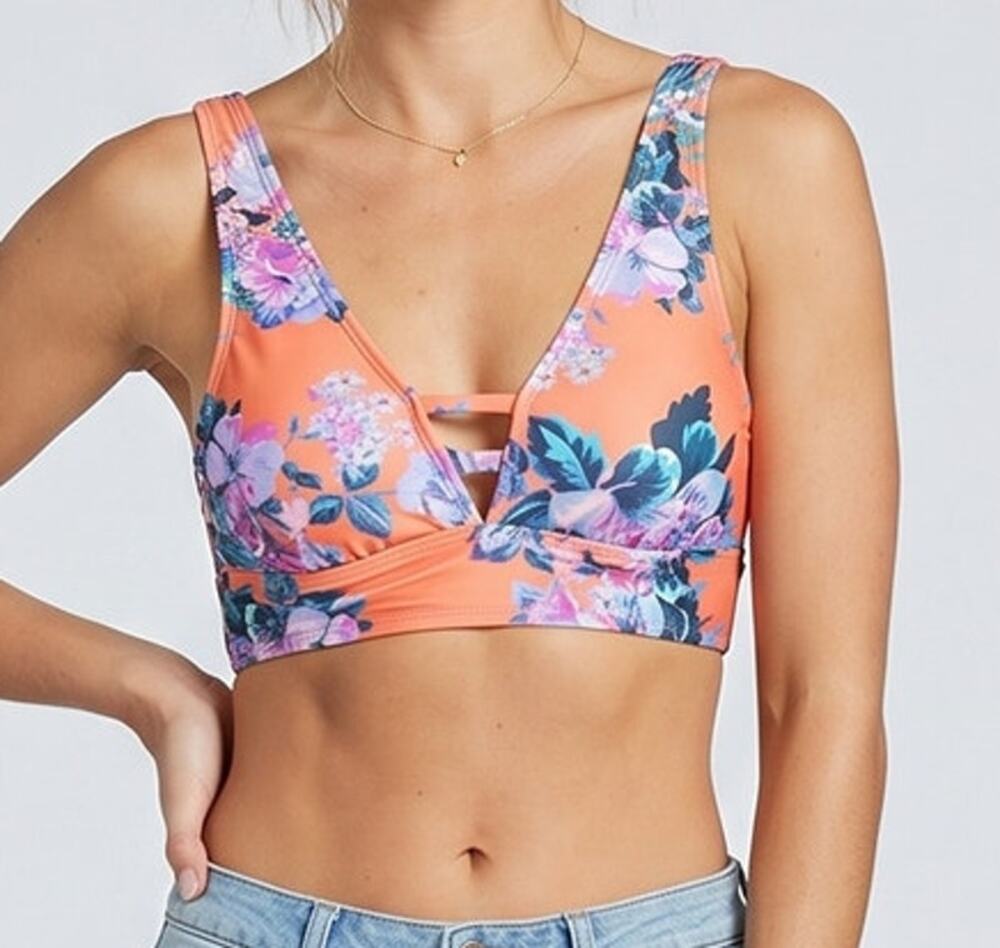 a.n.a. A New Approach Medium Swim Top Pink Blue Floral